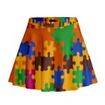 Retro colors puzzle pieces                                                                          Mini Flare Skirt