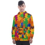 Retro colors puzzle pieces                                                                       Men s Front Pocket Pullover Windbreaker