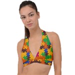 Retro colors puzzle pieces                                                                     Halter Plunge Bikini Top