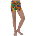 Retro colors puzzle pieces                                                                        Kids  Lightweight Velour Yoga Shorts