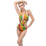 Retro colors puzzle pieces                                                                        Plunging Cut Out Swimsuit