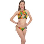 Retro colors puzzle pieces                                                                        Cross Front Halter Bikini Set