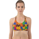 Retro colors puzzle pieces                                                                        Back Web Sports Bra