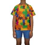 Retro colors puzzle pieces                                                                         Kid s Short Sleeve Swimwear