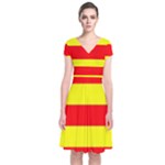 Aust Agder Flag Short Sleeve Front Wrap Dress