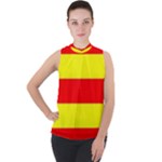 Aust Agder Flag Mock Neck Chiffon Sleeveless Top