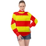 Aust Agder Flag High Neck Long Sleeve Chiffon Top