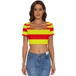 Aust Agder Flag Short Sleeve Square Neckline Crop Top 