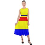 Budapest Flag Midi Tie-Back Chiffon Dress