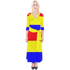 Quarter Sleeve Wrap Maxi Dress 