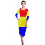 Budapest Flag Quarter Sleeve Midi Velour Bodycon Dress