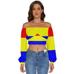 Long Sleeve Crinkled Weave Crop Top 