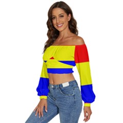 Long Sleeve Crinkled Weave Crop Top 