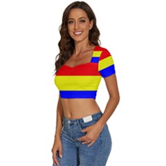 Short Sleeve Square Neckline Crop Top  