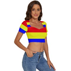 Short Sleeve Square Neckline Crop Top  