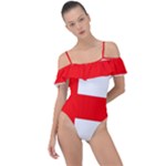 Bologna Flag Frill Detail One Piece Swimsuit