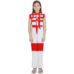 Kids  Sleeveless Ruffle Edge Band Collar Chiffon One Piece 