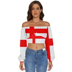 Long Sleeve Crinkled Weave Crop Top 