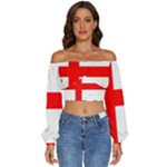 Bologna Flag Long Sleeve Crinkled Weave Crop Top