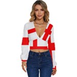 Bologna Flag Long Sleeve Deep-V Velour Top