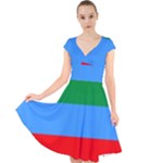 Dagestan Flag Cap Sleeve Front Wrap Midi Dress