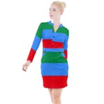 Dagestan Flag Button Long Sleeve Dress