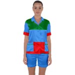 Dagestan Flag Satin Short Sleeve Pajamas Set