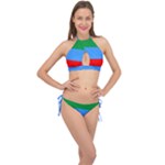 Dagestan Flag Cross Front Halter Bikini Set