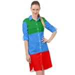 Dagestan Flag Long Sleeve Mini Shirt Dress