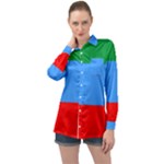 Dagestan Flag Long Sleeve Satin Shirt