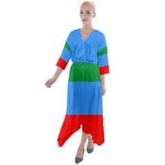 Quarter Sleeve Wrap Front Maxi Dress 