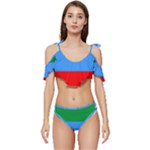 Dagestan Flag Ruffle Edge Tie Up Bikini Set	