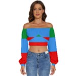 Dagestan Flag Long Sleeve Crinkled Weave Crop Top