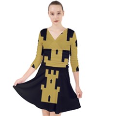 Quarter Sleeve Front Wrap Dress 