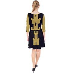 Quarter Sleeve Front Wrap Dress 