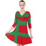 Bornholm Denmark Flag Quarter Sleeve Front Wrap Dress