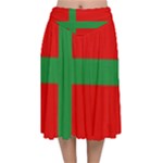 Bornholm Denmark Flag Velvet Flared Midi Skirt