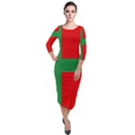 Bornholm Denmark Flag Quarter Sleeve Midi Velour Bodycon Dress