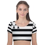 Brittany Flag Velvet Short Sleeve Crop Top 