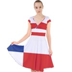 Banskobystricky Flag Cap Sleeve Front Wrap Midi Dress