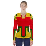 Auvergne Flag V-Neck Long Sleeve Top