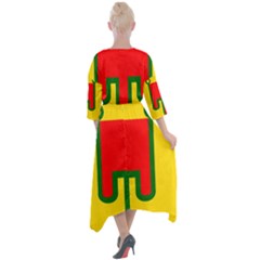 Quarter Sleeve Wrap Front Maxi Dress 
