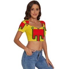 Short Sleeve Square Neckline Crop Top  