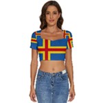 Aaland Short Sleeve Square Neckline Crop Top 