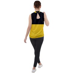 Mock Neck Chiffon Sleeveless Top 