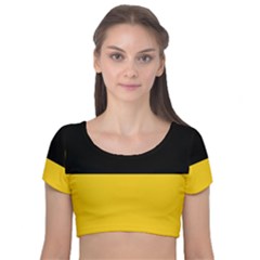 Velvet Short Sleeve Crop Top  