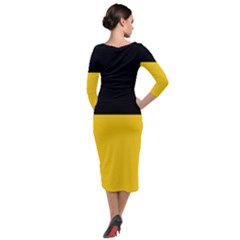 Quarter Sleeve Midi Velour Bodycon Dress 