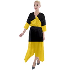 Quarter Sleeve Wrap Front Maxi Dress 