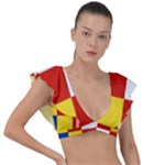 Antwerp Flag Plunge Frill Sleeve Bikini Top