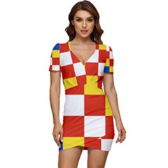 Low Cut Cap Sleeve Mini Dress 